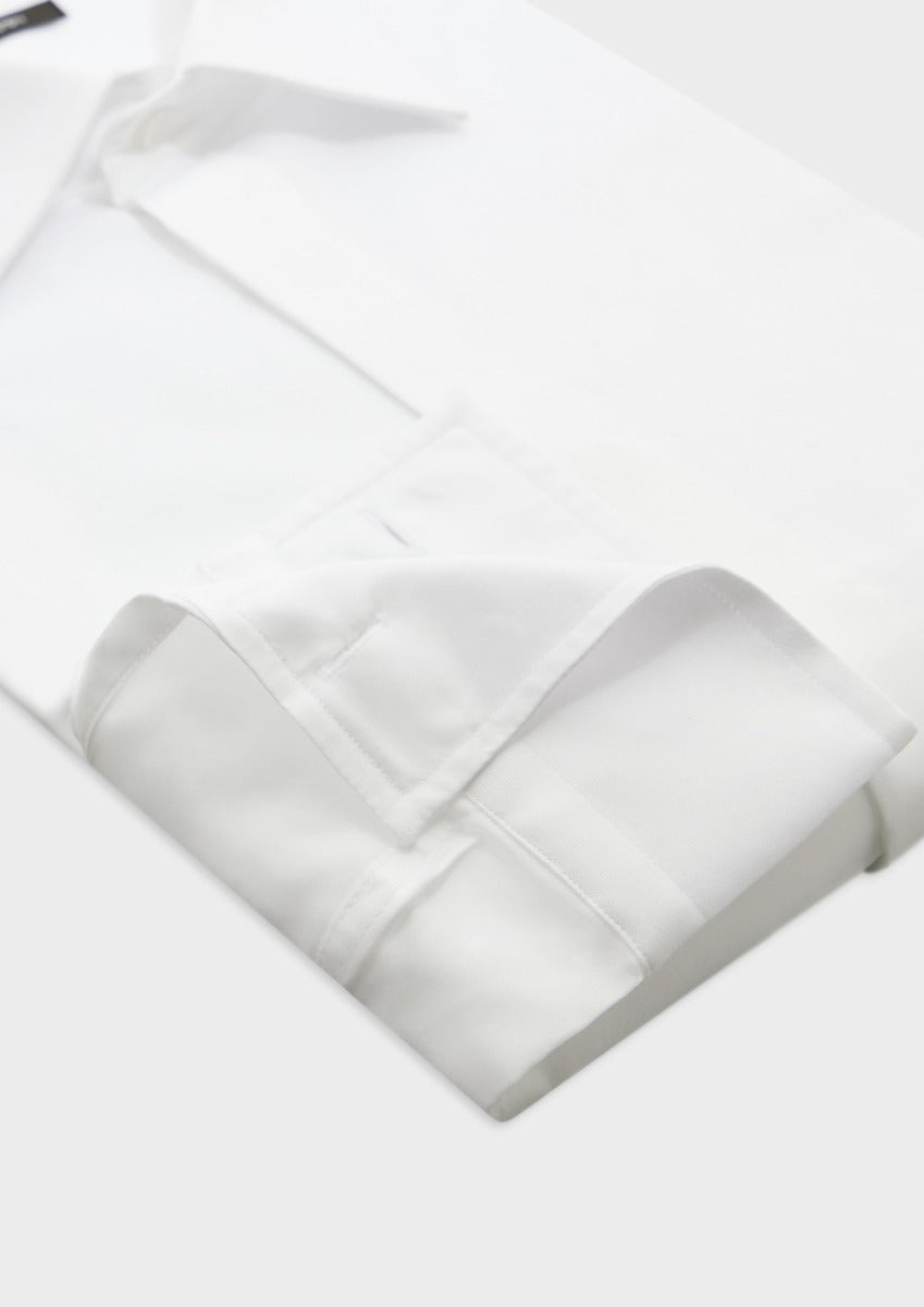 Chemise habillée Regular en satin de coton uni blanc