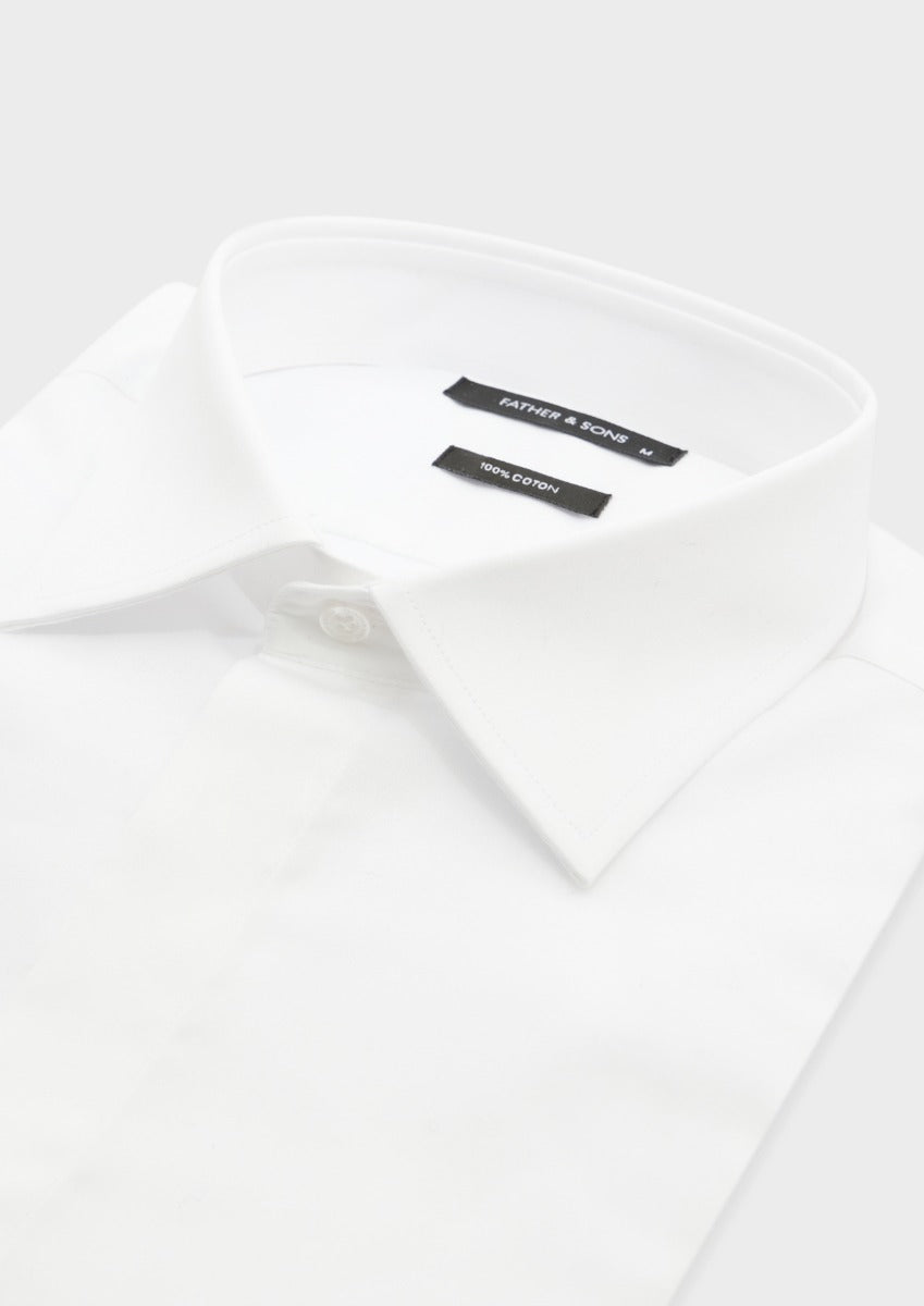 Chemise habillée Regular en satin de coton uni blanc