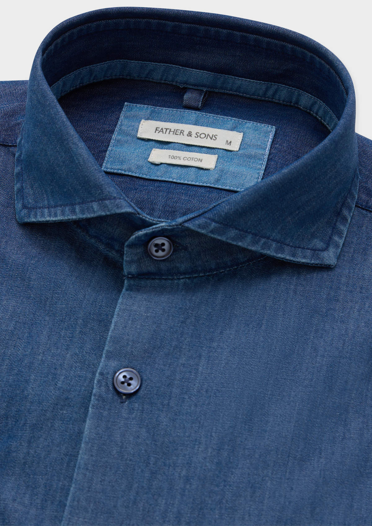 Chemise sport Slim en coton denim uni bleu jeans