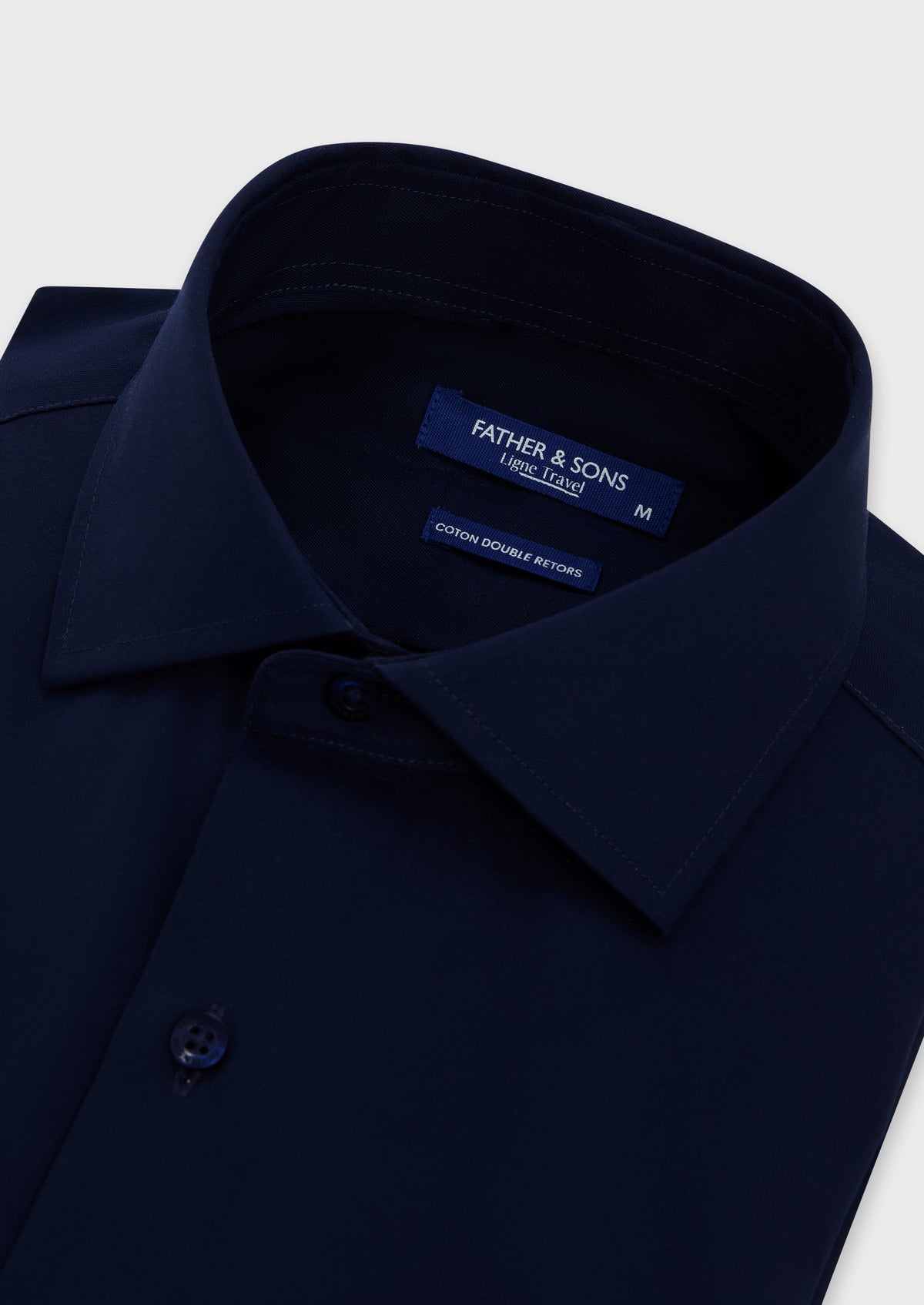 Chemise habillée non-iron Slim en twill de coton uni bleu marine
