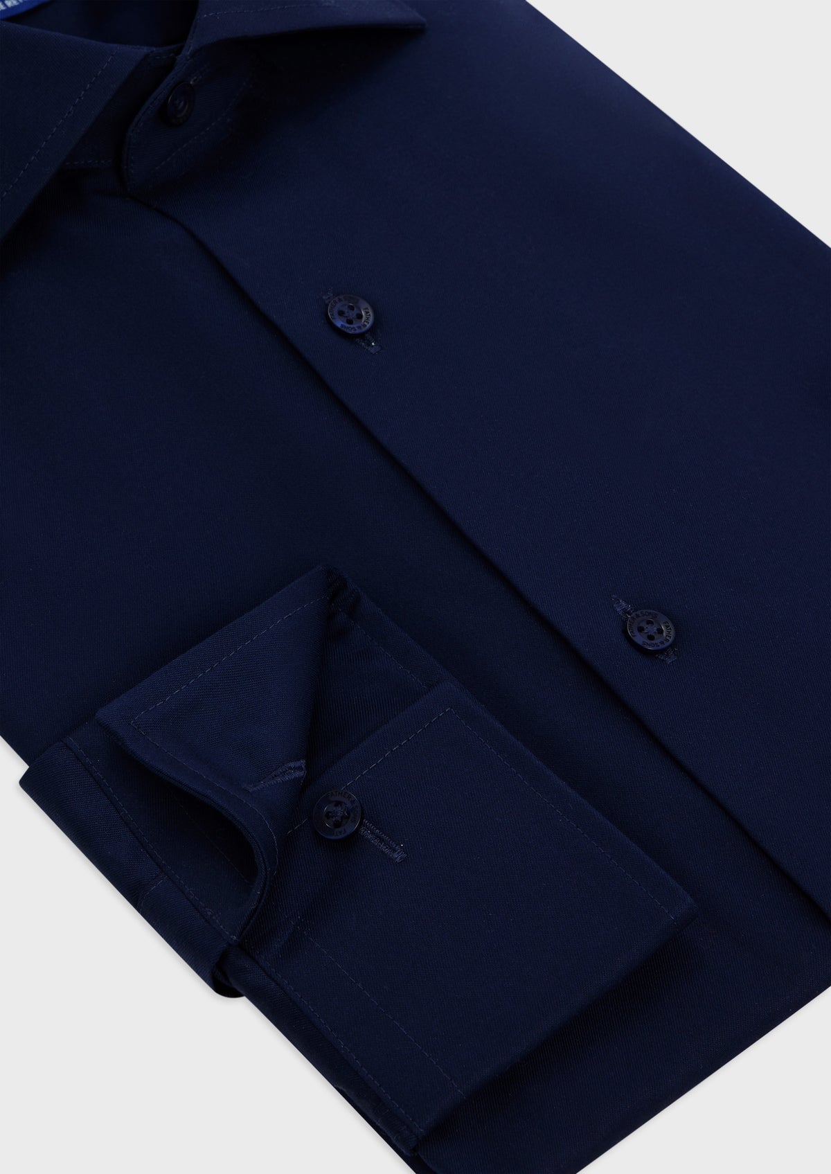 Chemise habillée non-iron Slim en twill de coton uni bleu marine