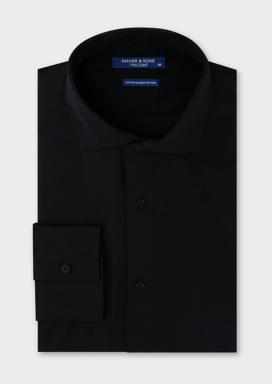 Chemise habillée non-iron Slim en twill de coton uni noir