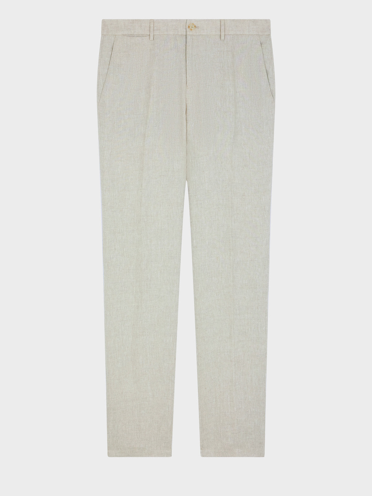 Pantalon de costume ajusté en lin beige