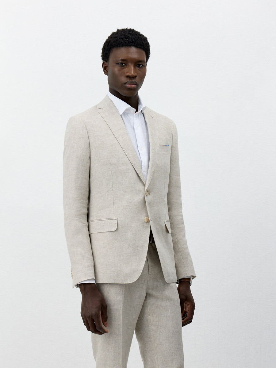 Veste coordonnable Regular en lin beige